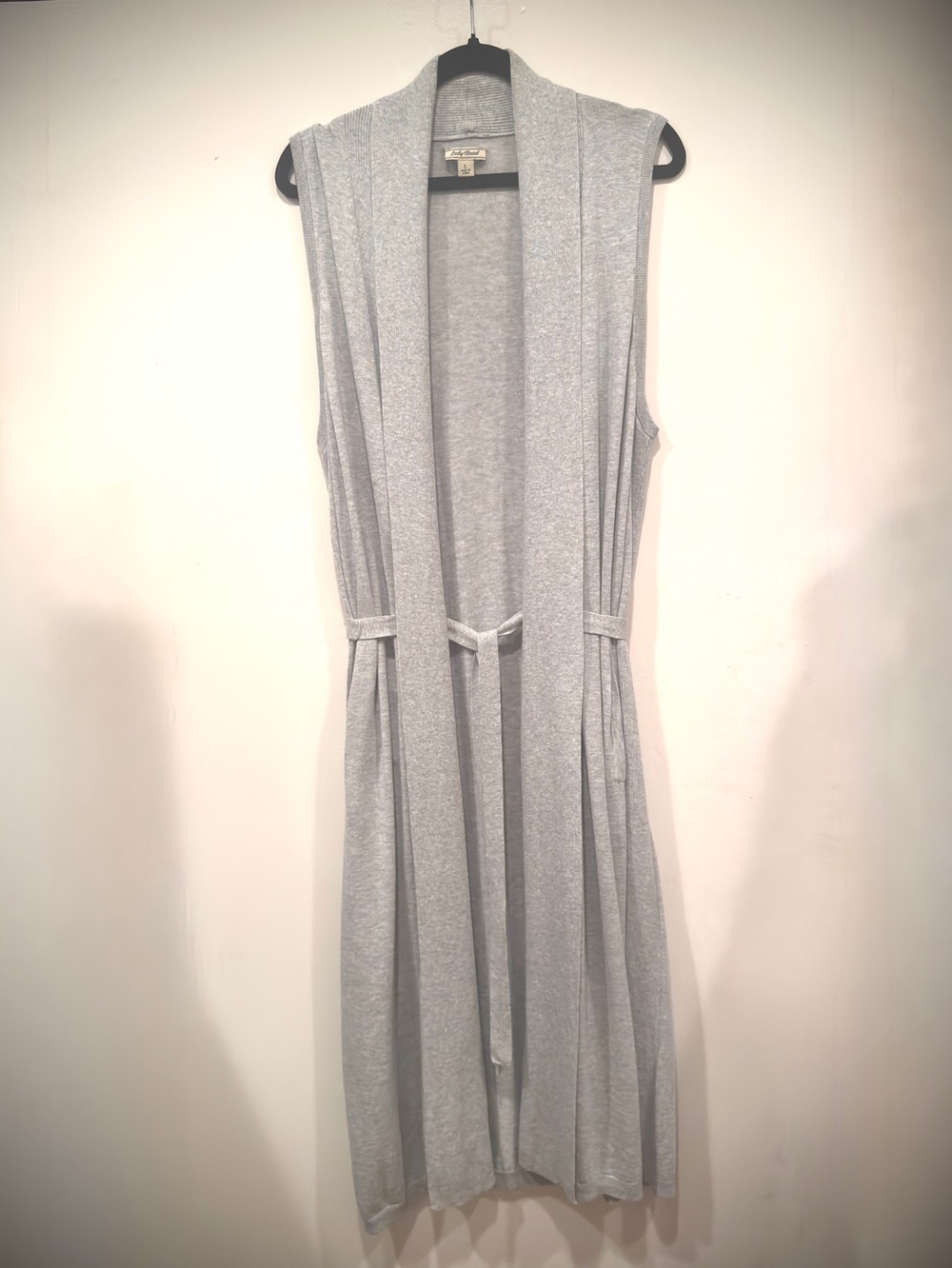 Lucky Brand Long Gray Sleeveless Cardigan Duster Vest L